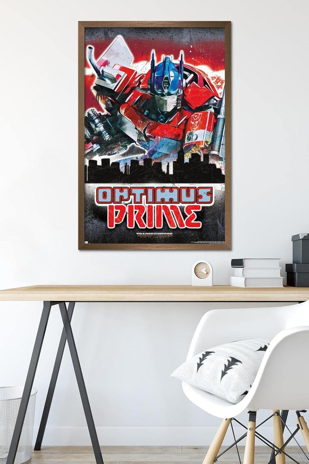 imageHasbro Transformers Rise of the Beasts Optimus Prime Graffiti Wall Poster 34Lquot x 224Wquot Mahogany Framed VersionBronze Framed Version