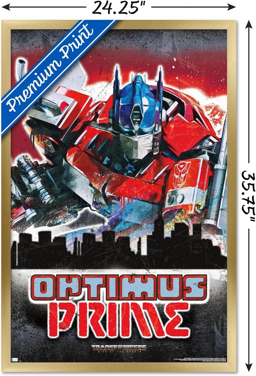 imageHasbro Transformers Rise of the Beasts Optimus Prime Graffiti Wall Poster 34Lquot x 224Wquot Mahogany Framed VersionGold Framed Version