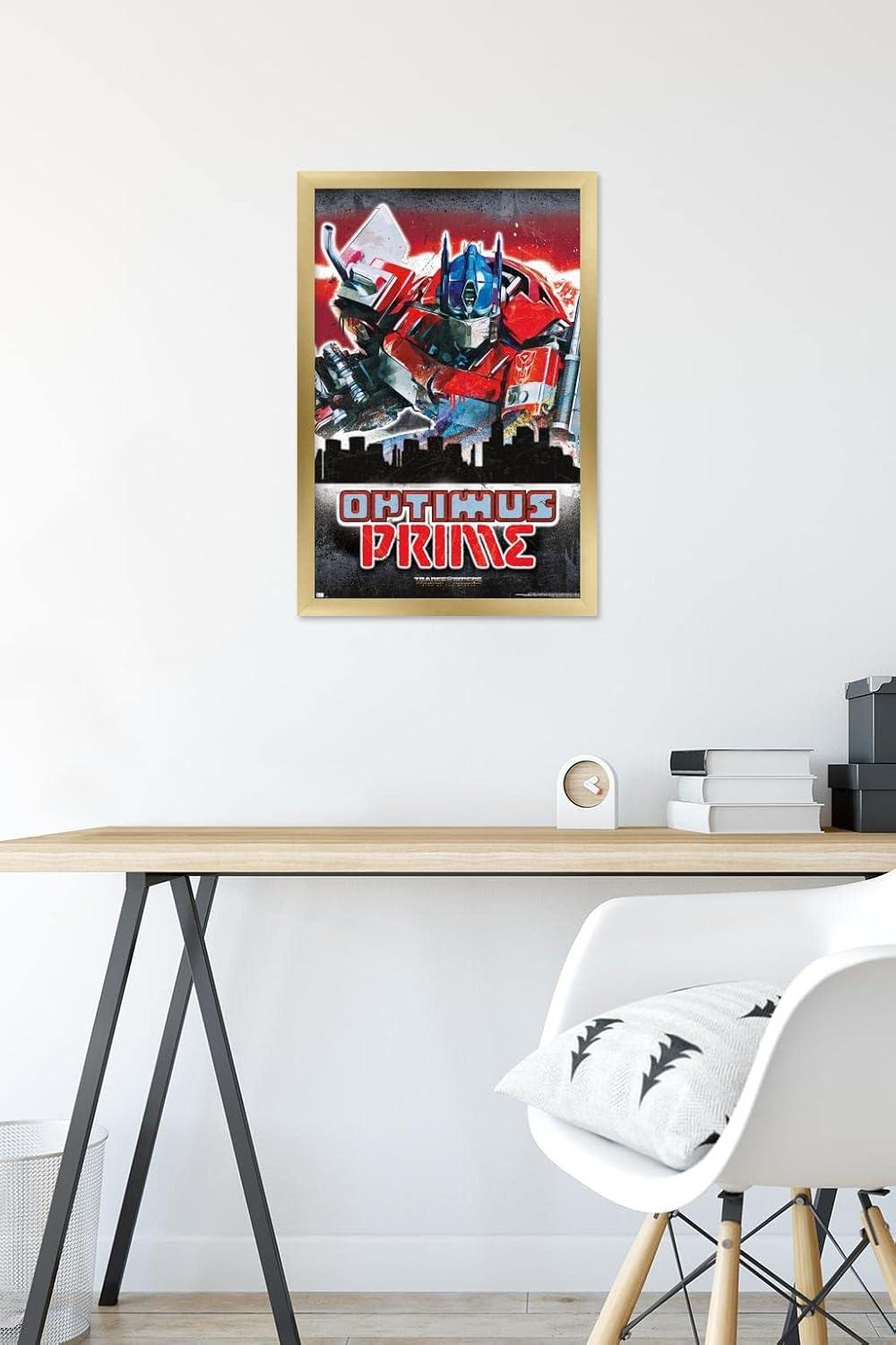 imageHasbro Transformers Rise of the Beasts Optimus Prime Graffiti Wall Poster 34Lquot x 224Wquot Mahogany Framed VersionGold Framed Version