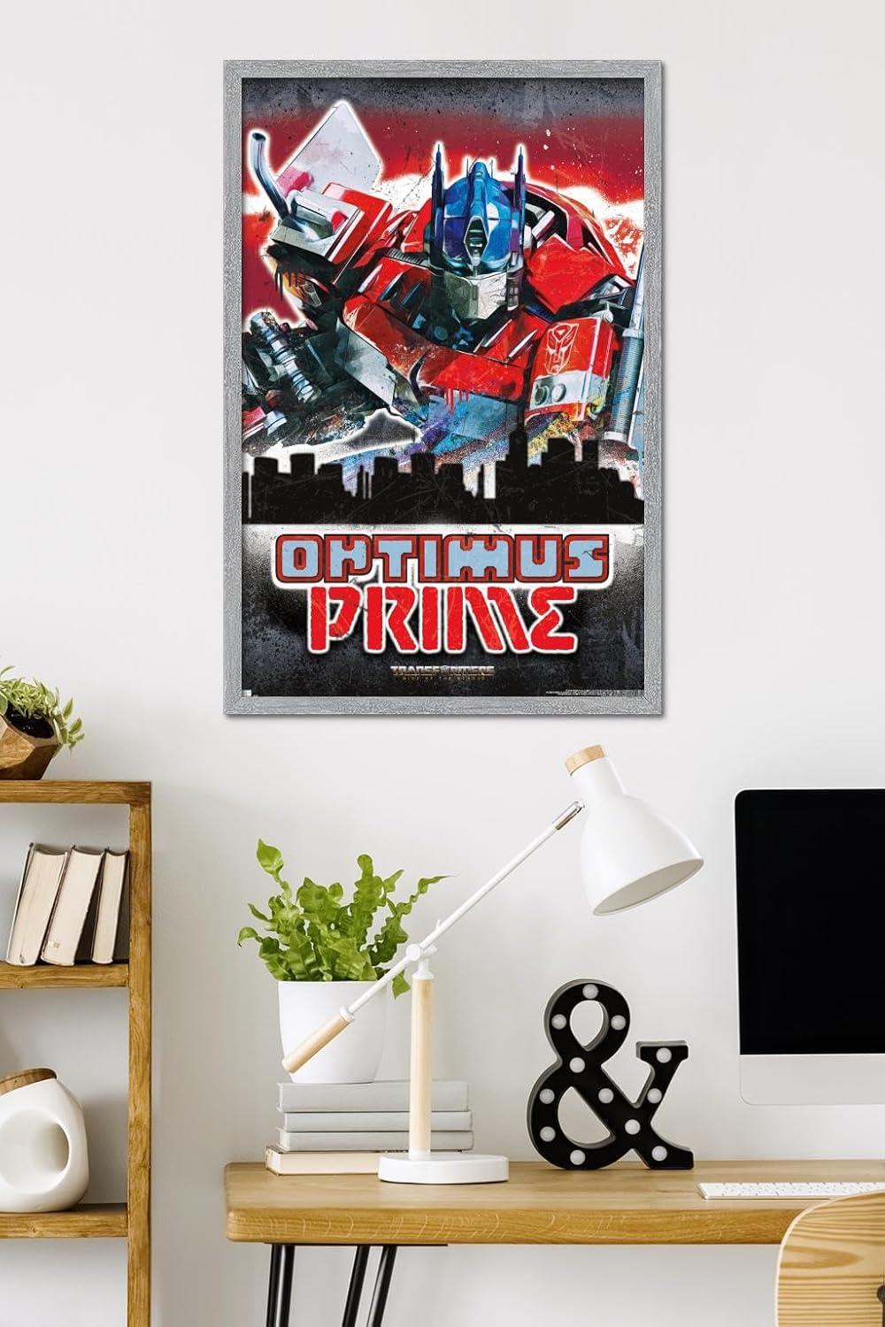 imageHasbro Transformers Rise of the Beasts Optimus Prime Graffiti Wall Poster 34Lquot x 224Wquot Mahogany Framed VersionGray Framed Version