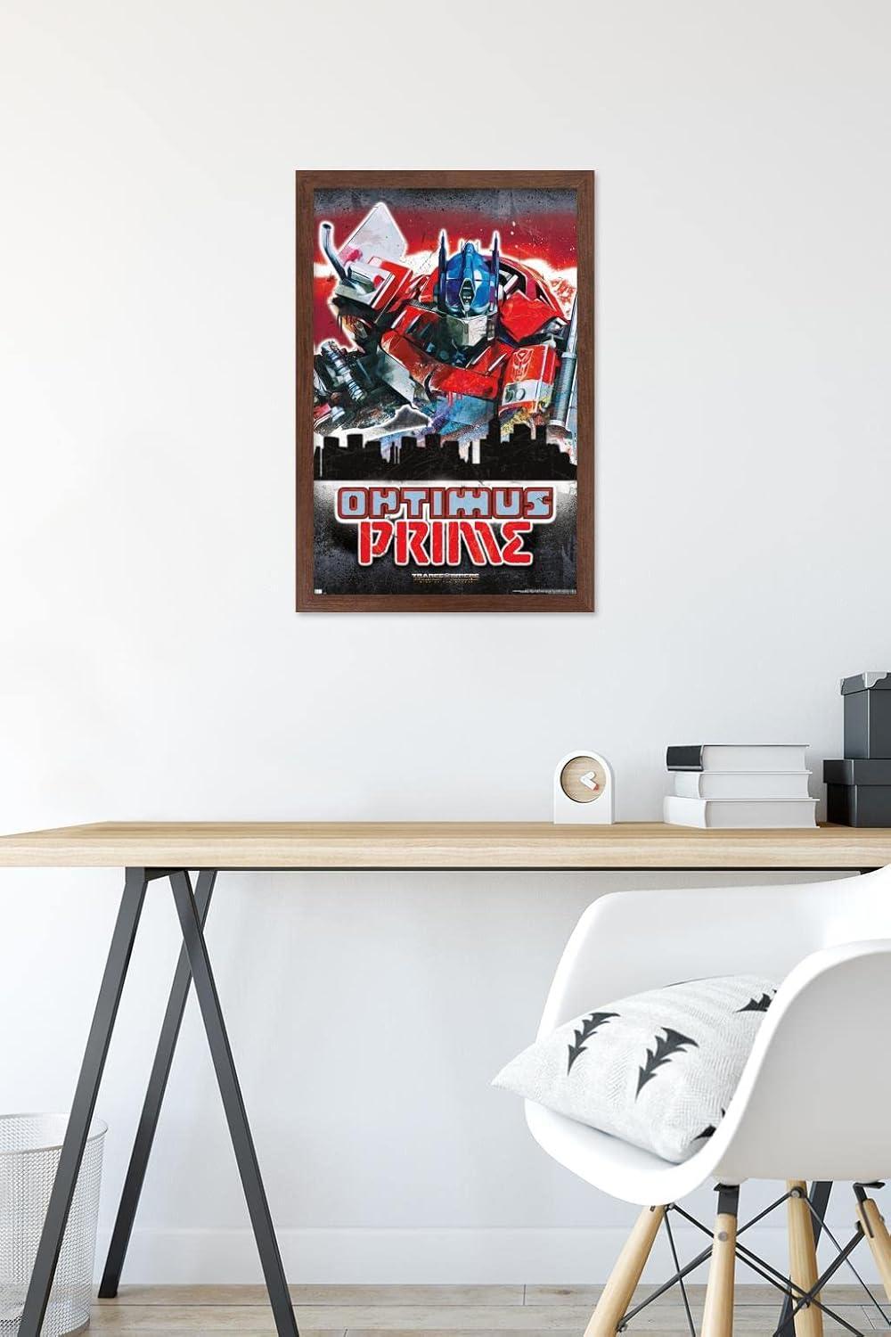 imageHasbro Transformers Rise of the Beasts Optimus Prime Graffiti Wall Poster 34Lquot x 224Wquot Mahogany Framed VersionMahogany Framed Version