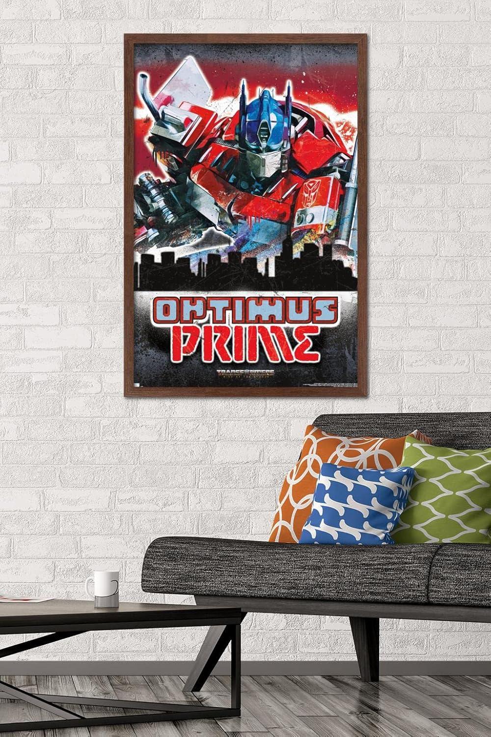 imageHasbro Transformers Rise of the Beasts Optimus Prime Graffiti Wall Poster 34Lquot x 224Wquot Mahogany Framed VersionMahogany Framed Version
