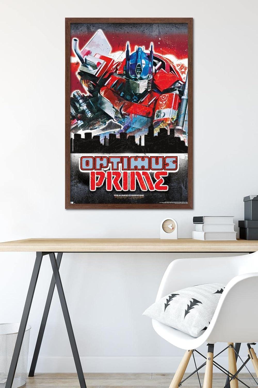 imageHasbro Transformers Rise of the Beasts Optimus Prime Graffiti Wall Poster 34Lquot x 224Wquot Mahogany Framed VersionMahogany Framed Version