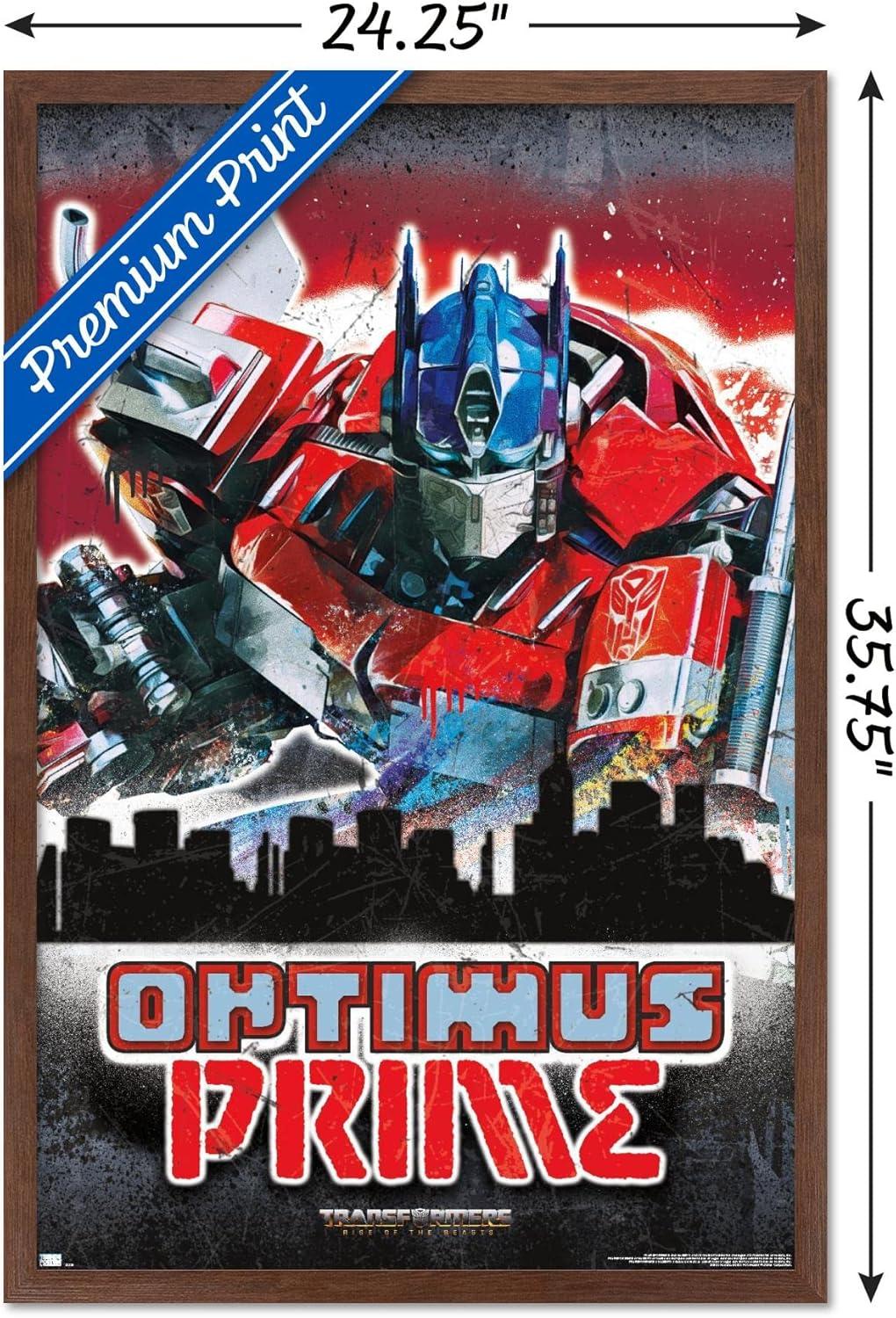 imageHasbro Transformers Rise of the Beasts Optimus Prime Graffiti Wall Poster 34Lquot x 224Wquot Mahogany Framed VersionMahogany Framed Version