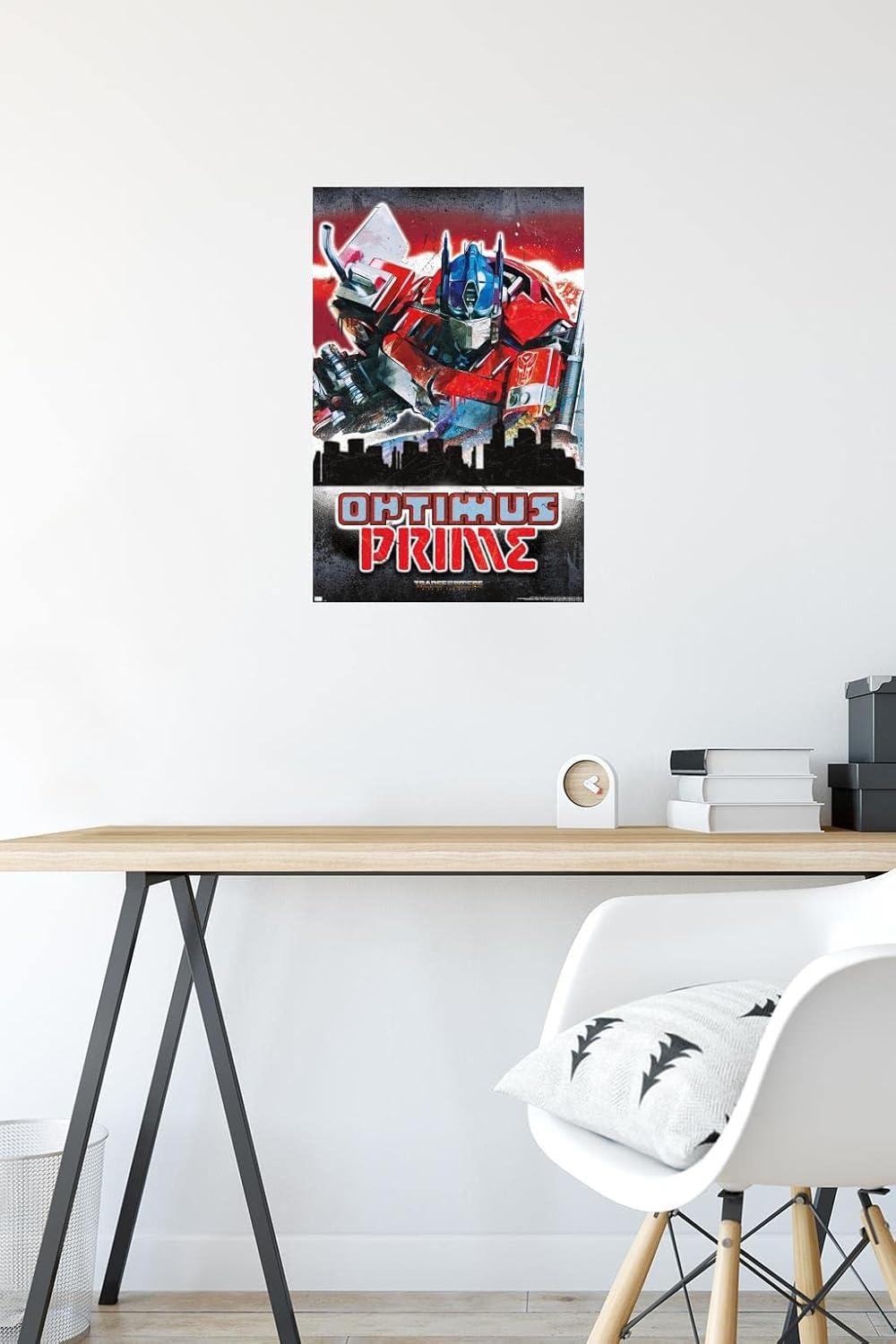 imageHasbro Transformers Rise of the Beasts Optimus Prime Graffiti Wall Poster 34Lquot x 224Wquot Mahogany Framed VersionPremium Poster Mount Bundle