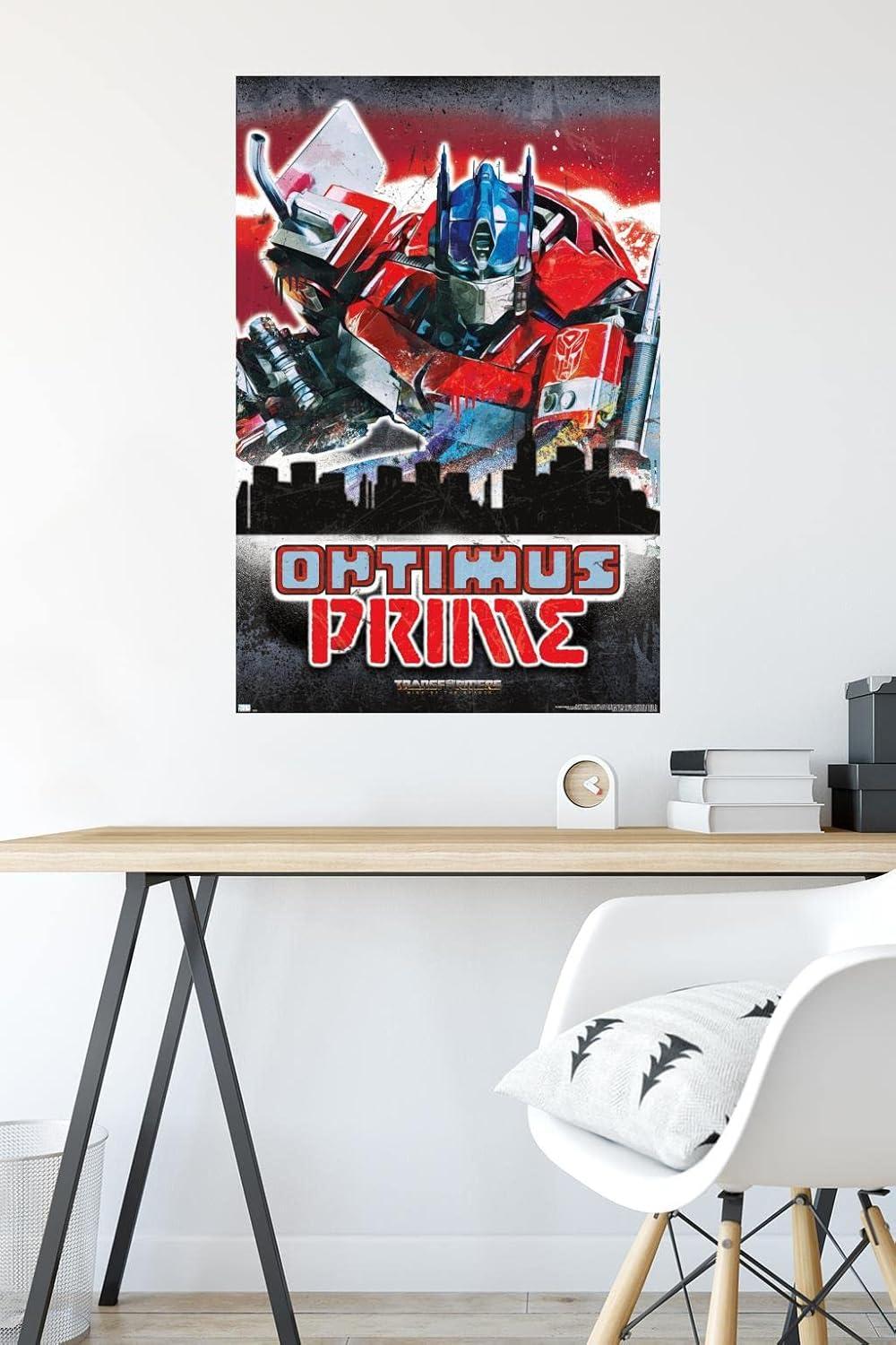 imageHasbro Transformers Rise of the Beasts Optimus Prime Graffiti Wall Poster 34Lquot x 224Wquot Mahogany Framed VersionPremium Poster Mount Bundle