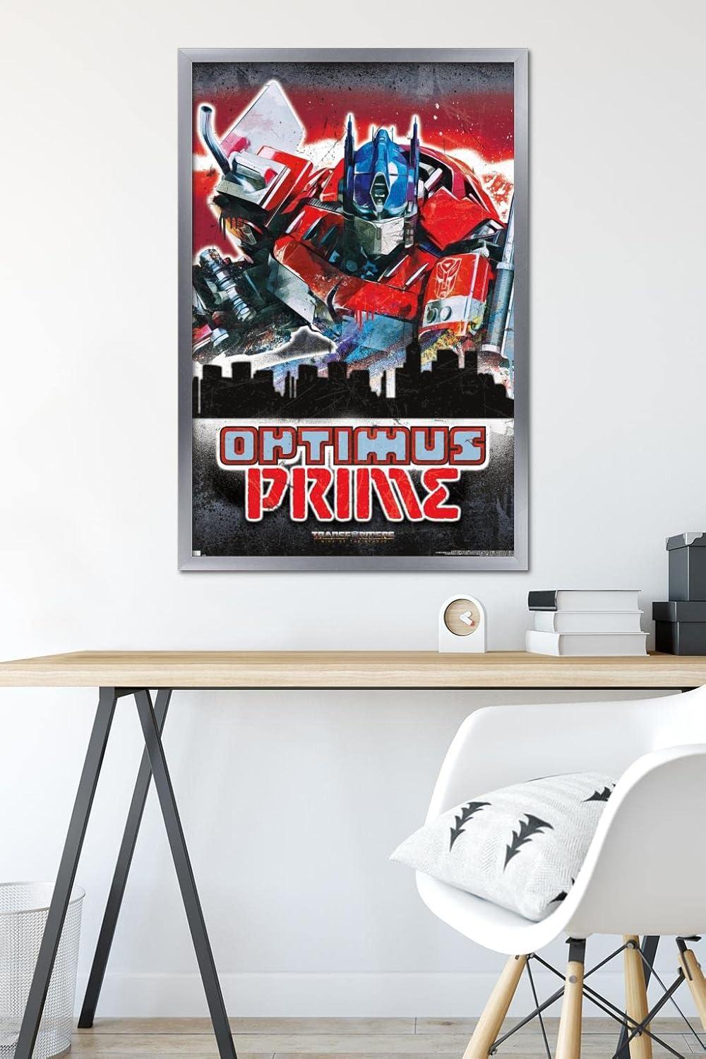 imageHasbro Transformers Rise of the Beasts Optimus Prime Graffiti Wall Poster 34Lquot x 224Wquot Mahogany Framed VersionSilver Framed Version