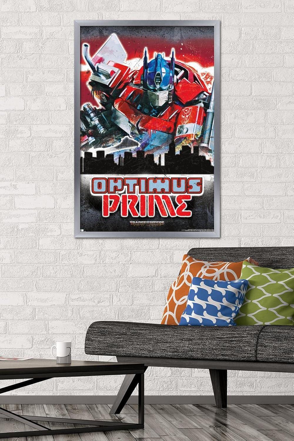 imageHasbro Transformers Rise of the Beasts Optimus Prime Graffiti Wall Poster 34Lquot x 224Wquot Mahogany Framed VersionSilver Framed Version