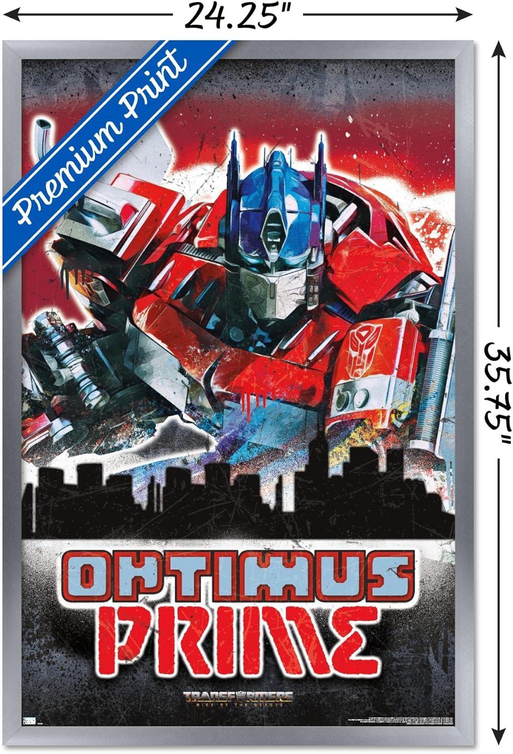 imageHasbro Transformers Rise of the Beasts Optimus Prime Graffiti Wall Poster 34Lquot x 224Wquot Mahogany Framed VersionSilver Framed Version