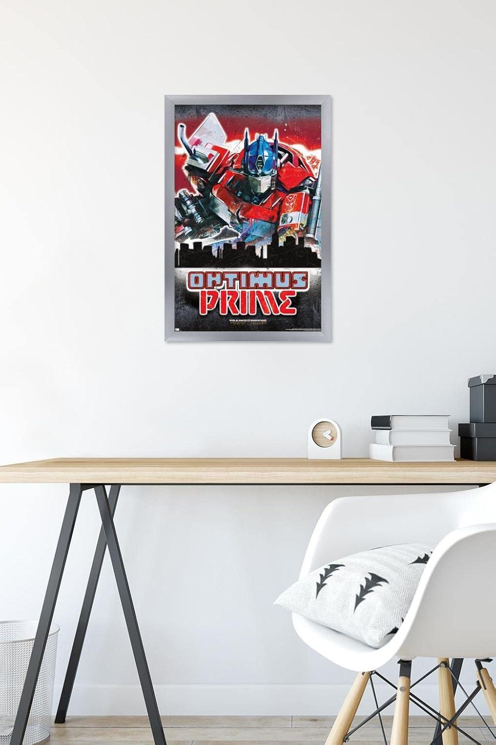 imageHasbro Transformers Rise of the Beasts Optimus Prime Graffiti Wall Poster 34Lquot x 224Wquot Mahogany Framed VersionSilver Framed Version