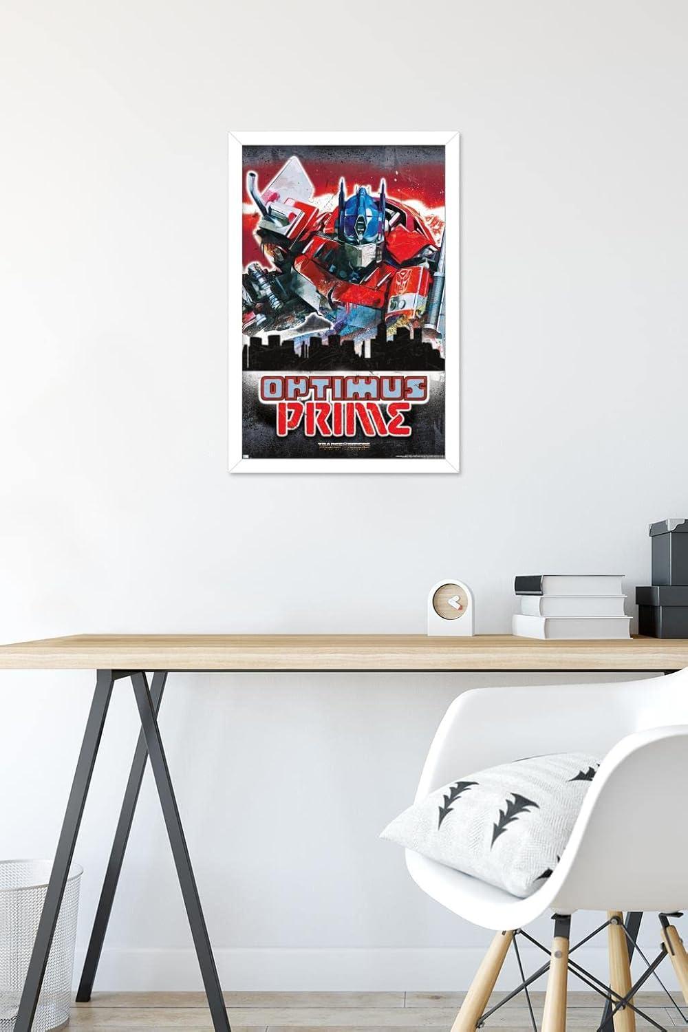imageHasbro Transformers Rise of the Beasts Optimus Prime Graffiti Wall Poster 34Lquot x 224Wquot Mahogany Framed VersionWhite Framed Version