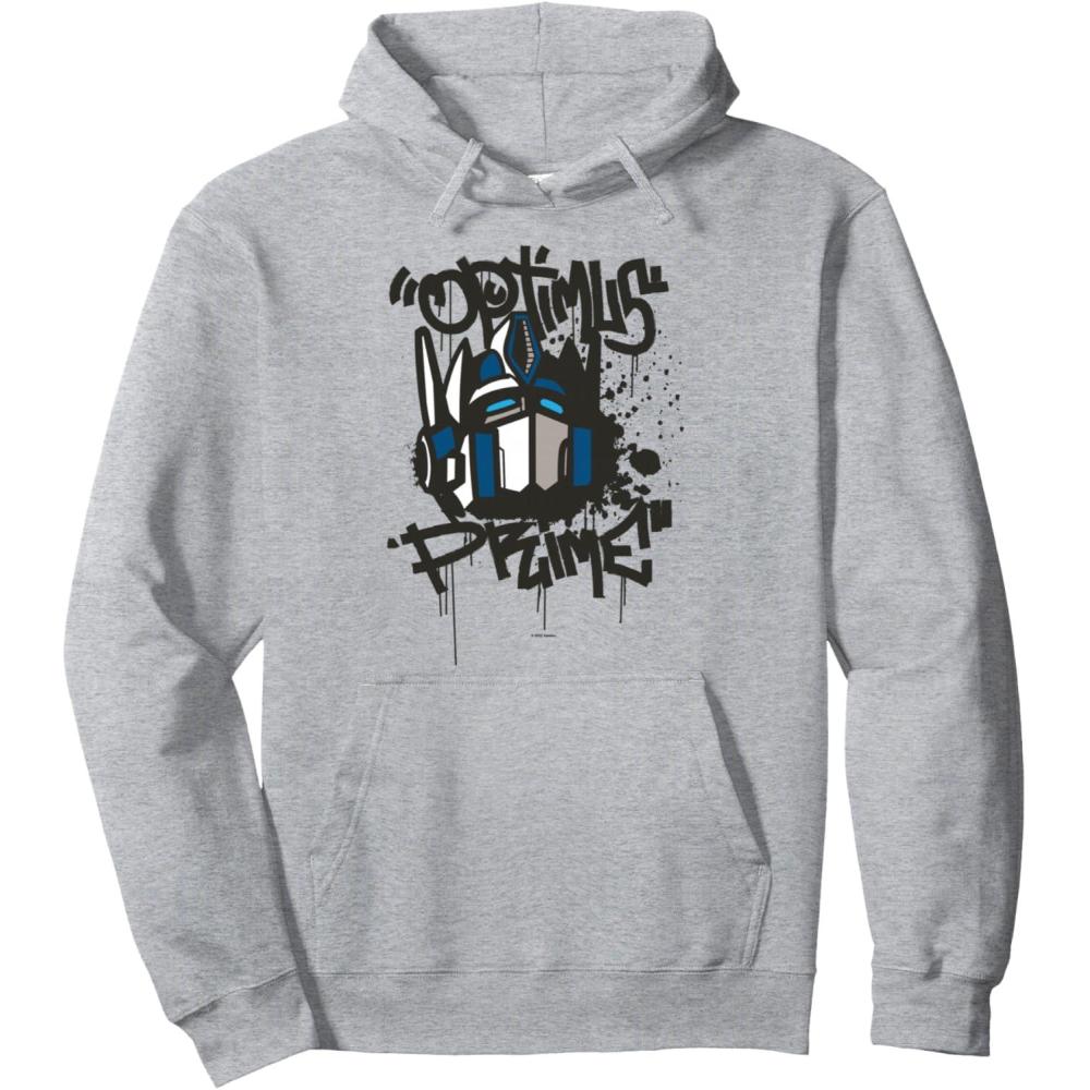 imageTransformers Classic Optimus Prime Graffiti Face Portrait Pullover HoodieHeather Grey