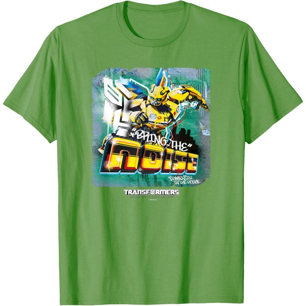 imageTransformers Rise of the Beasts Bring The Noise Bee Art TShirtGrass Green