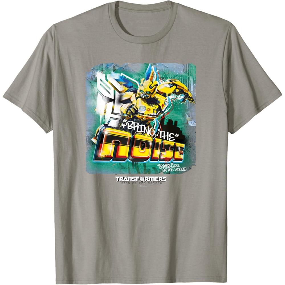 imageTransformers Rise of the Beasts Bring The Noise Bee Art TShirtSlate Grey