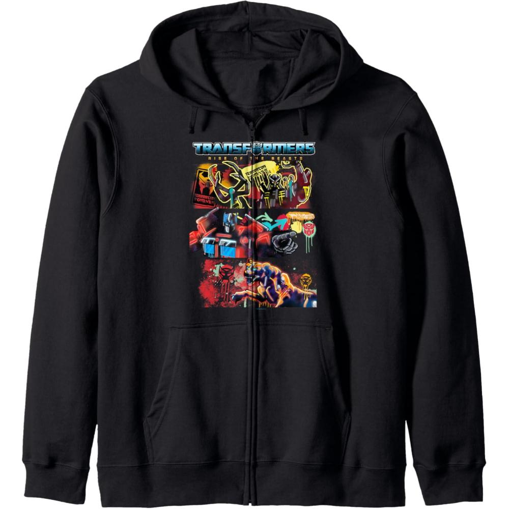 imageTransformers Rise of the Beasts Epic Graffiti Battle Panels Zip HoodieBlack
