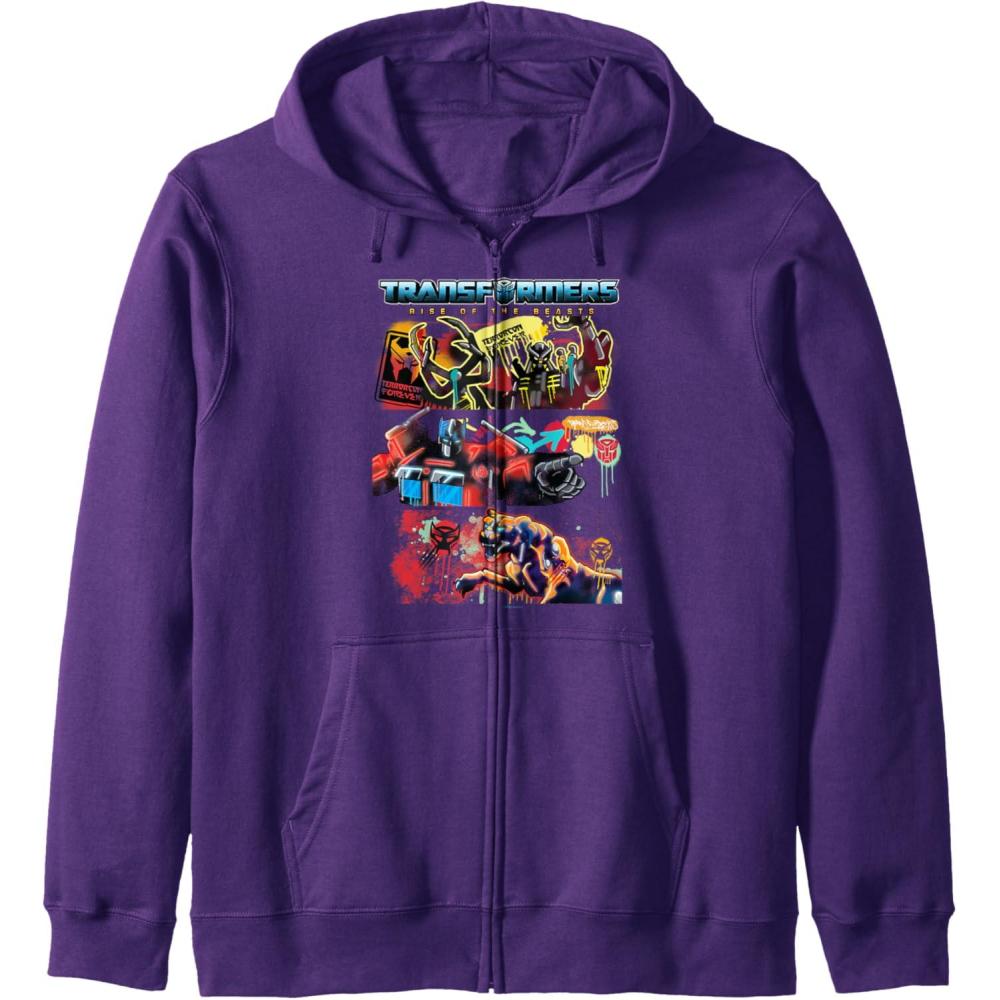 imageTransformers Rise of the Beasts Epic Graffiti Battle Panels Zip HoodiePurple