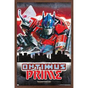 Hasbro Transformers: Rise of the Beasts – Optimus Prime Graffiti Wall Poster, 34L” x 22.4W”, Mahogany Framed Version(Mahogany Framed Version)