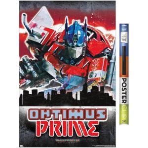 Hasbro Transformers: Rise of the Beasts – Optimus Prime Graffiti Wall Poster, 34L” x 22.4W”, Mahogany Framed Version(Premium Poster & Clip Bundle)