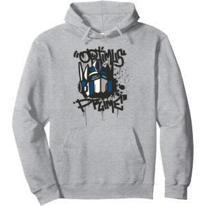 Transformers Classic Optimus Prime Graffiti Face Portrait Pullover Hoodie(Heather Grey)