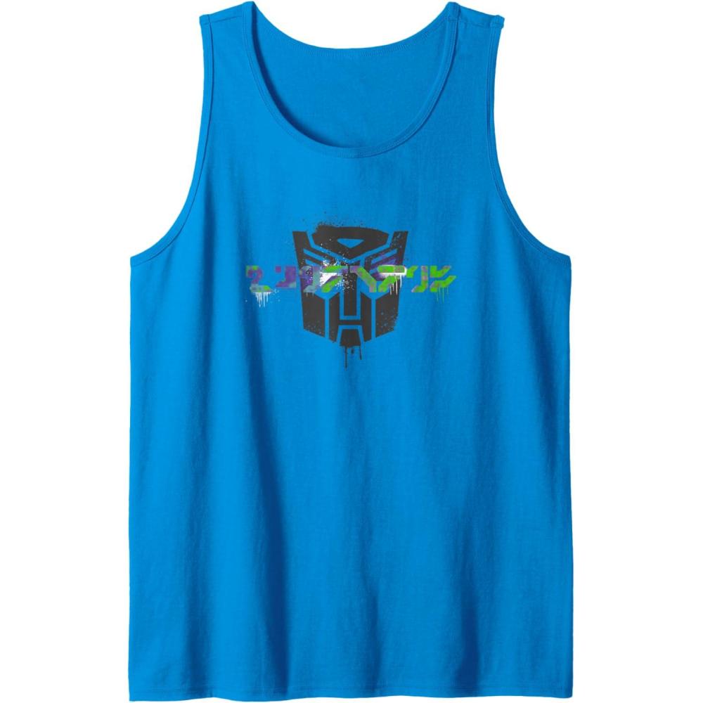 image:imageTransformers Autobots Written In Cybertronian Distressed Tank TopSapphire Blue