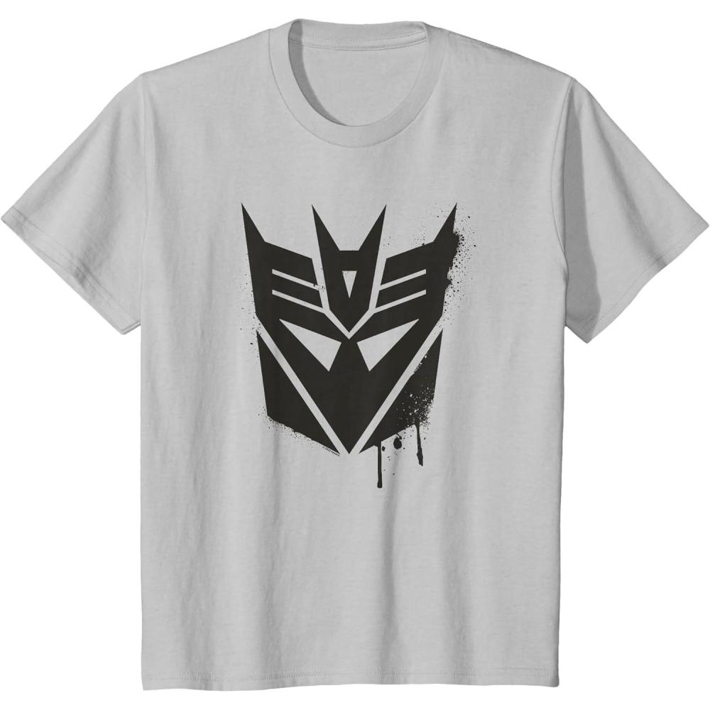image:imageTransformers Decepticons Dripping Paint Logo Silhouette TShirtSilver Grey