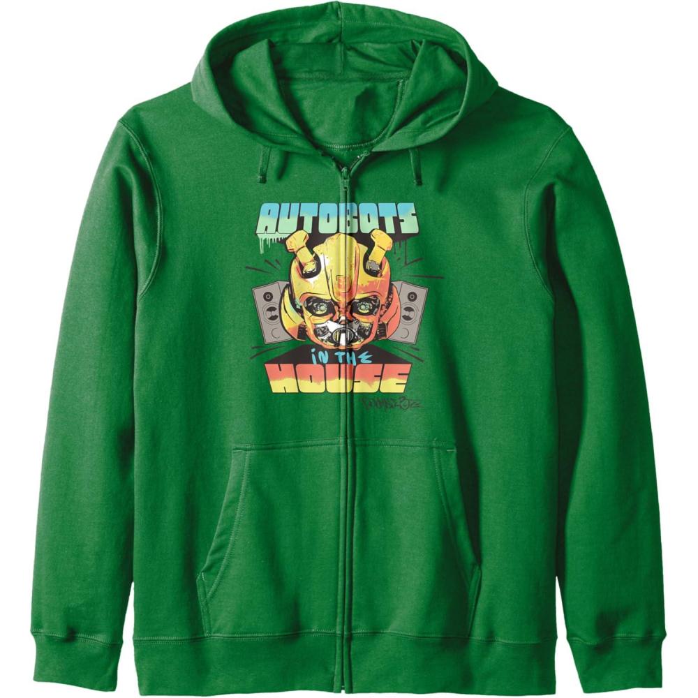 image:imageTransformers Rise of the Beasts Autobots In The House Retro Zip HoodieDark Green