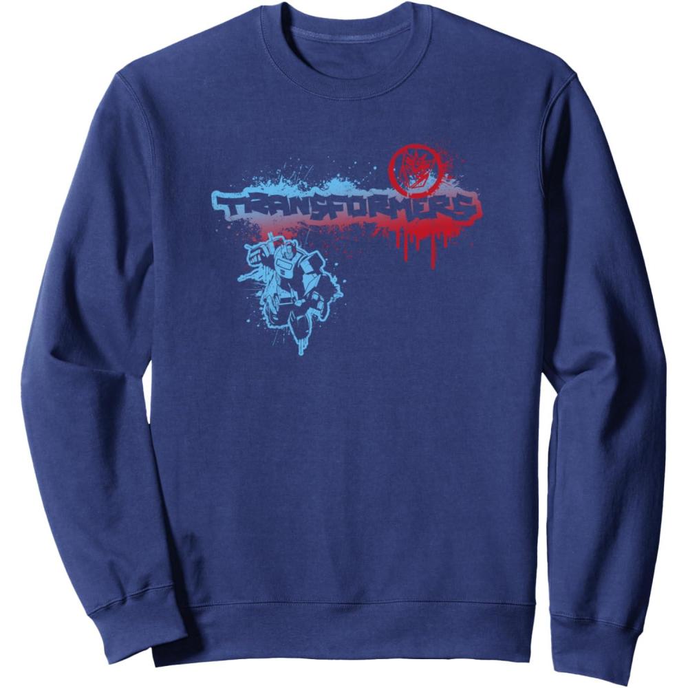 image:imageTransformers Bumblebee Graffiti Paint Splat Vintage Logo SweatshirtNavy Blue