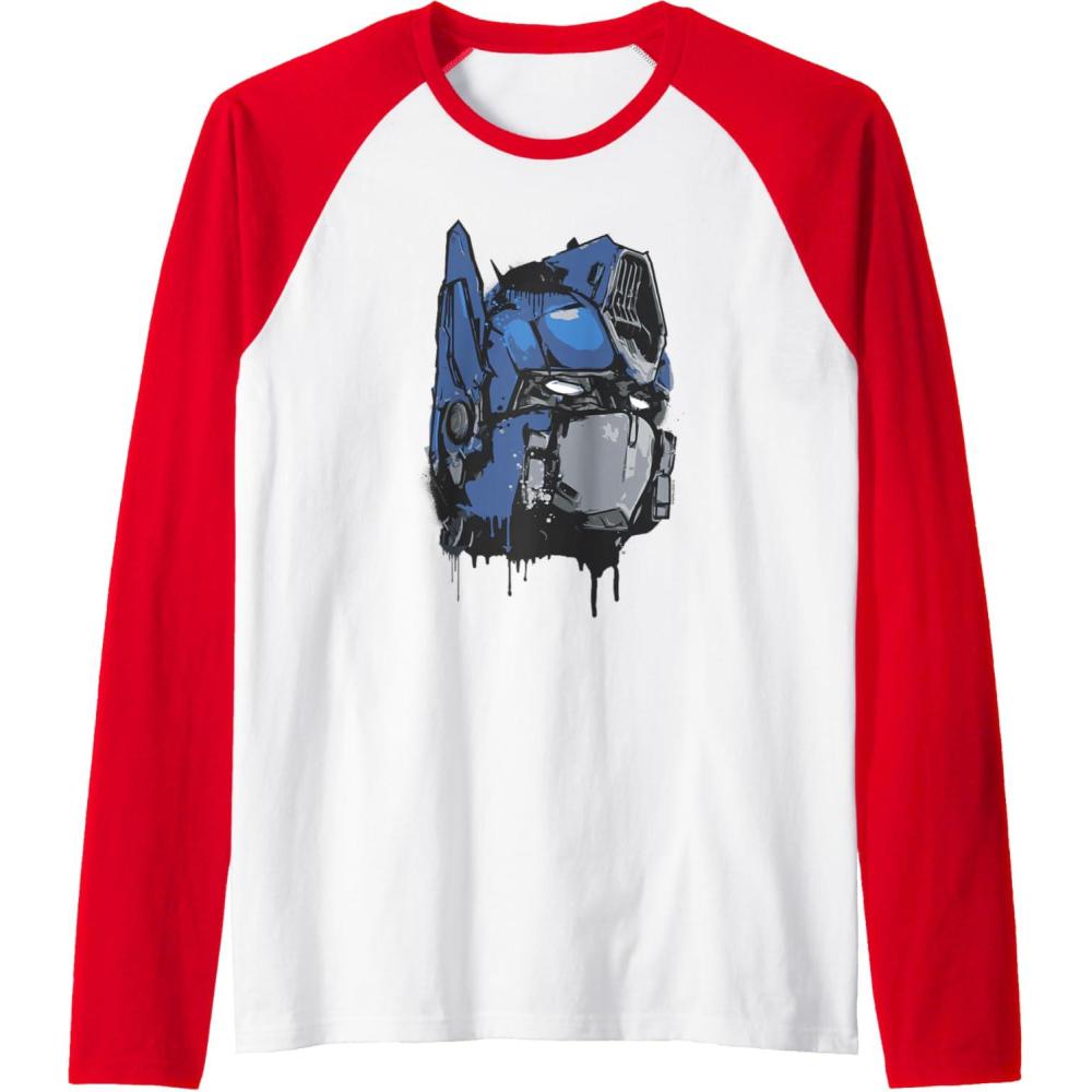 image:imageTransformers Rise of the Beasts Optimus Dripping Retro Shot Raglan Baseball TeeRedWhite