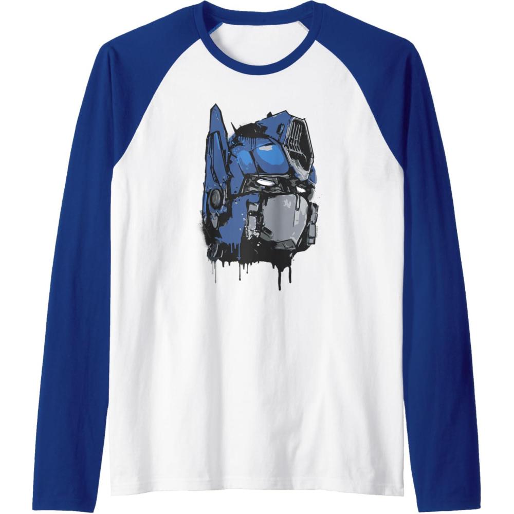 image:imageTransformers Rise of the Beasts Optimus Dripping Retro Shot Raglan Baseball TeeRoyal BlueWhite