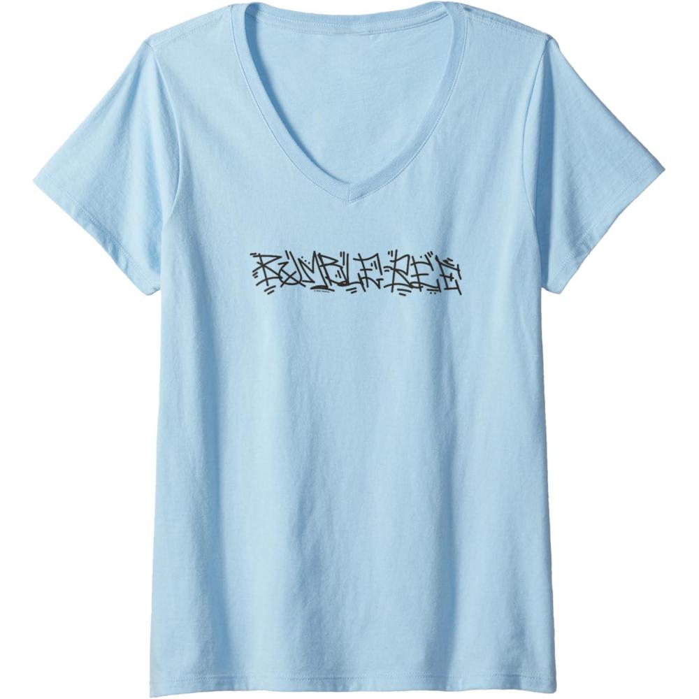 image:imageWomens Transformers Bumblebee Urban Style Graffiti Text Logo VNeck TShirtBaby Blue