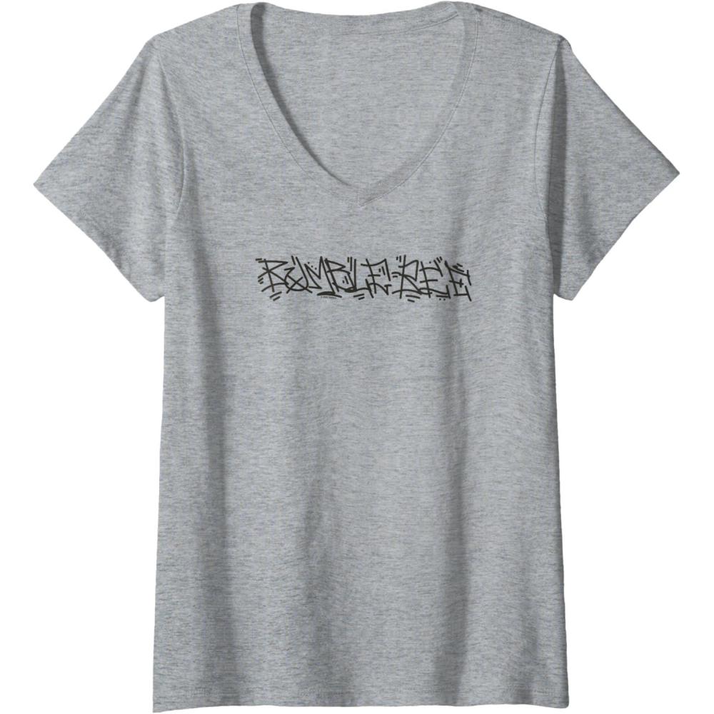 image:imageWomens Transformers Bumblebee Urban Style Graffiti Text Logo VNeck TShirtHeather Grey