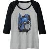 Transformers: Rise of the Beasts Optimus Dripping Retro Shot Raglan Baseball Tee(Black/Athletic Heather)
