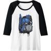 Transformers: Rise of the Beasts Optimus Dripping Retro Shot Raglan Baseball Tee(Black/White)