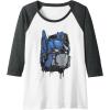 Transformers: Rise of the Beasts Optimus Dripping Retro Shot Raglan Baseball Tee(Dark Heather Grey/White)
