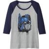 Transformers: Rise of the Beasts Optimus Dripping Retro Shot Raglan Baseball Tee(Navy Blue/Athletic Heather)