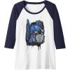Transformers: Rise of the Beasts Optimus Dripping Retro Shot Raglan Baseball Tee(Navy Blue/White)
