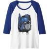 Transformers: Rise of the Beasts Optimus Dripping Retro Shot Raglan Baseball Tee(Royal Blue/White)