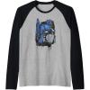 Transformers: Rise of the Beasts Optimus Dripping Retro Shot Raglan Baseball Tee(Black/Athletic Heather)