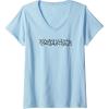 Womens Transformers Bumblebee Urban Style Graffiti Text Logo V-Neck T-Shirt(Baby Blue)