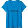 Womens Transformers Bumblebee Urban Style Graffiti Text Logo V-Neck T-Shirt(Sapphire Blue)