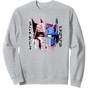 Transformers Good Vs. Evil Split Face Graffiti Retro Poster Sweatshirt(Heather Grey)