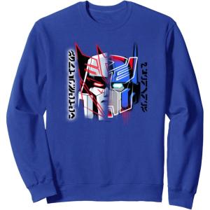 Transformers Good Vs. Evil Split Face Graffiti Retro Poster Sweatshirt(Royal Blue)