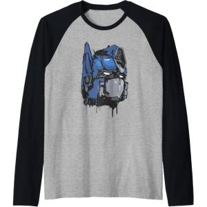 Transformers: Rise of the Beasts Optimus Dripping Retro Shot Raglan Baseball Tee(Black/Athletic Heather)