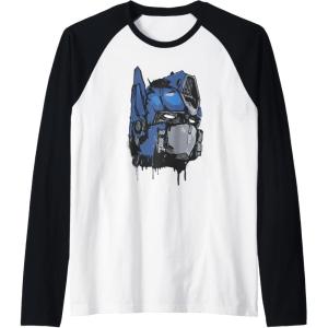 Transformers: Rise of the Beasts Optimus Dripping Retro Shot Raglan Baseball Tee(Black/White)