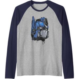 Transformers: Rise of the Beasts Optimus Dripping Retro Shot Raglan Baseball Tee(Navy Blue/Athletic Heather)