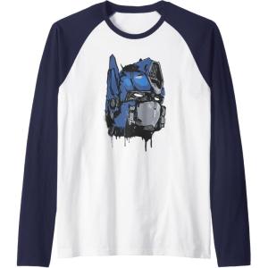 Transformers: Rise of the Beasts Optimus Dripping Retro Shot Raglan Baseball Tee(Navy Blue/White)