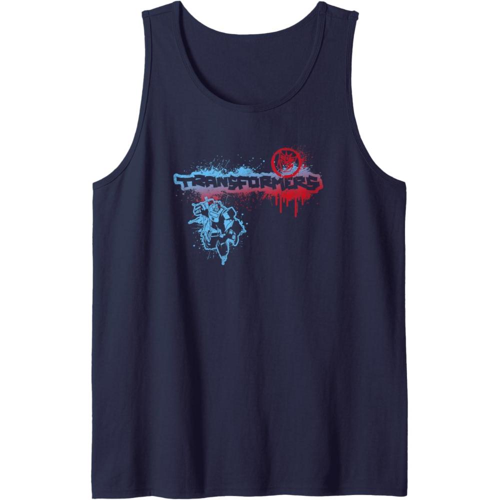 image:imageTransformers Bumblebee Graffiti Paint Splat Vintage Logo Tank TopNavy Blue