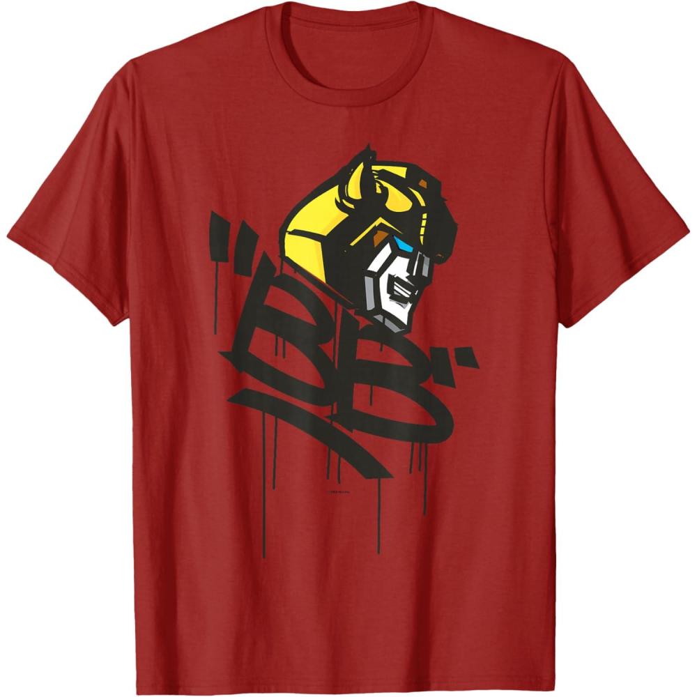 image:imageTransformers Classic BB Bumblebee Graffiti Face Portrait TShirtCranberry Red