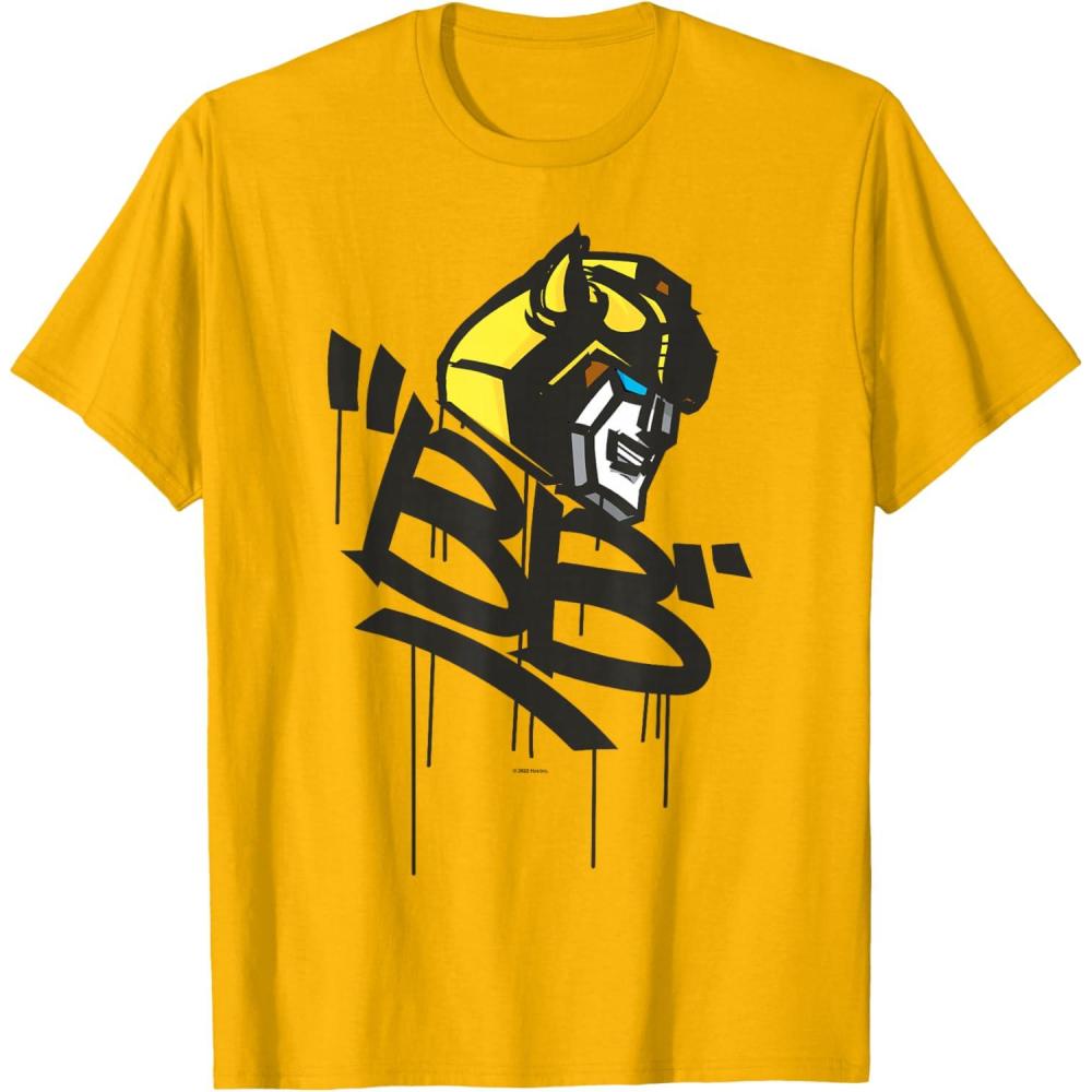 image:imageTransformers Classic BB Bumblebee Graffiti Face Portrait TShirtGolden Yellow