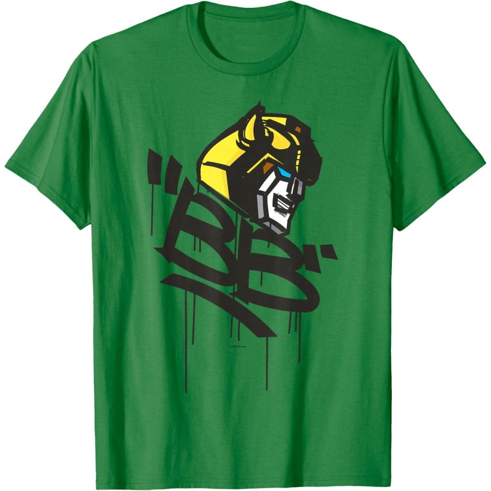 image:imageTransformers Classic BB Bumblebee Graffiti Face Portrait TShirtKelly Green